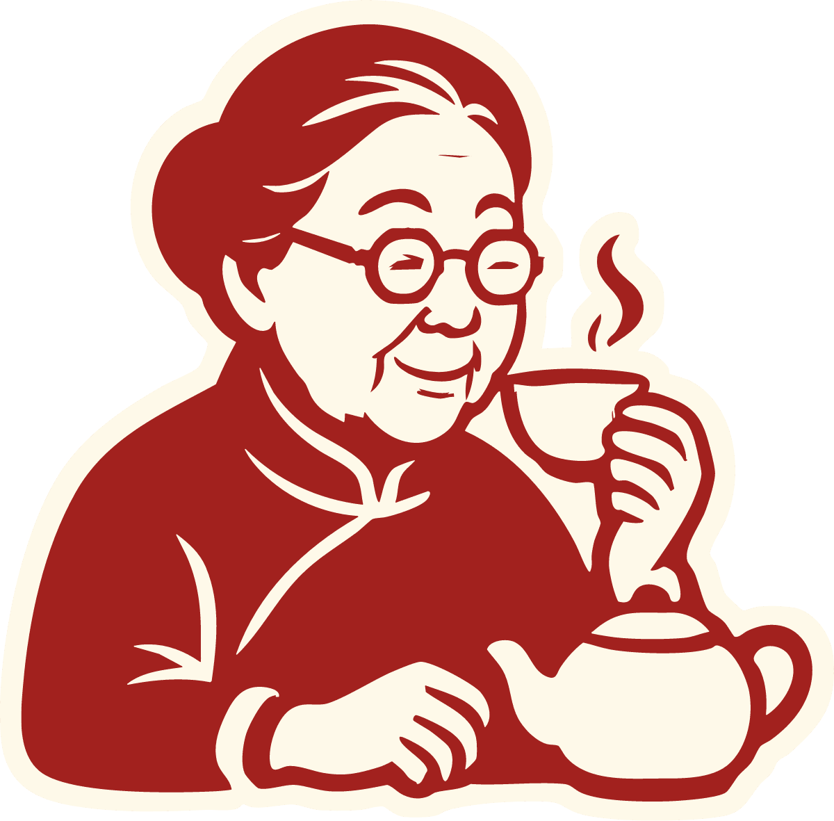 Mamie buvant du thé