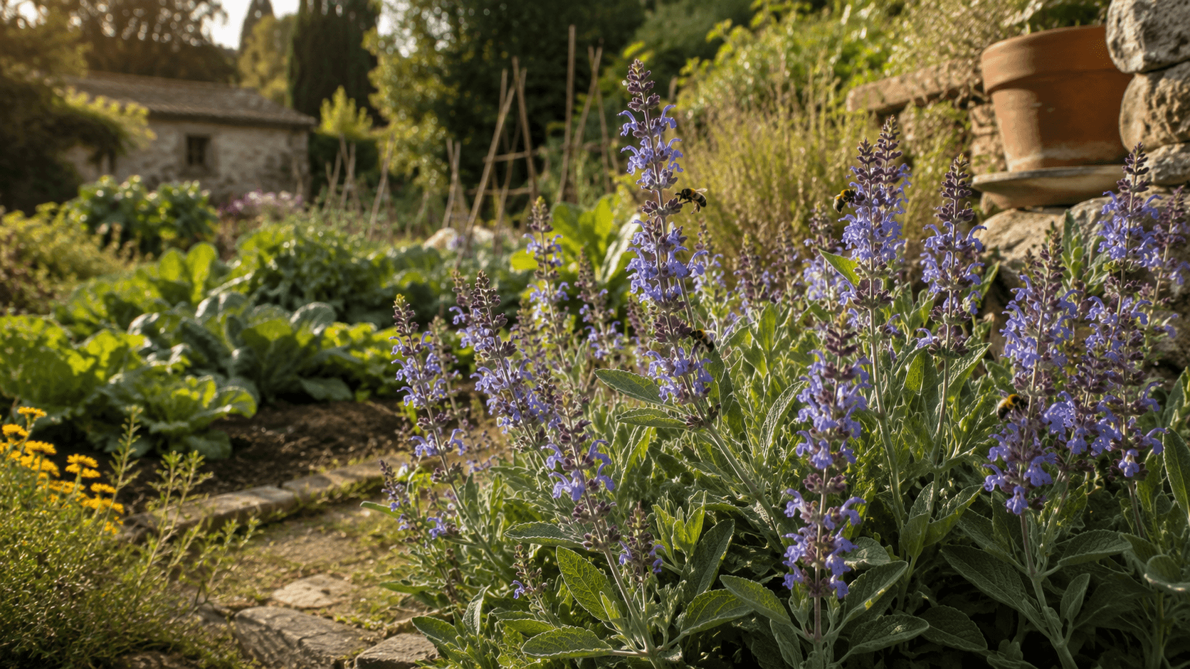Ma sauge et ses abeilles : le bourdonnement de la fin d'été