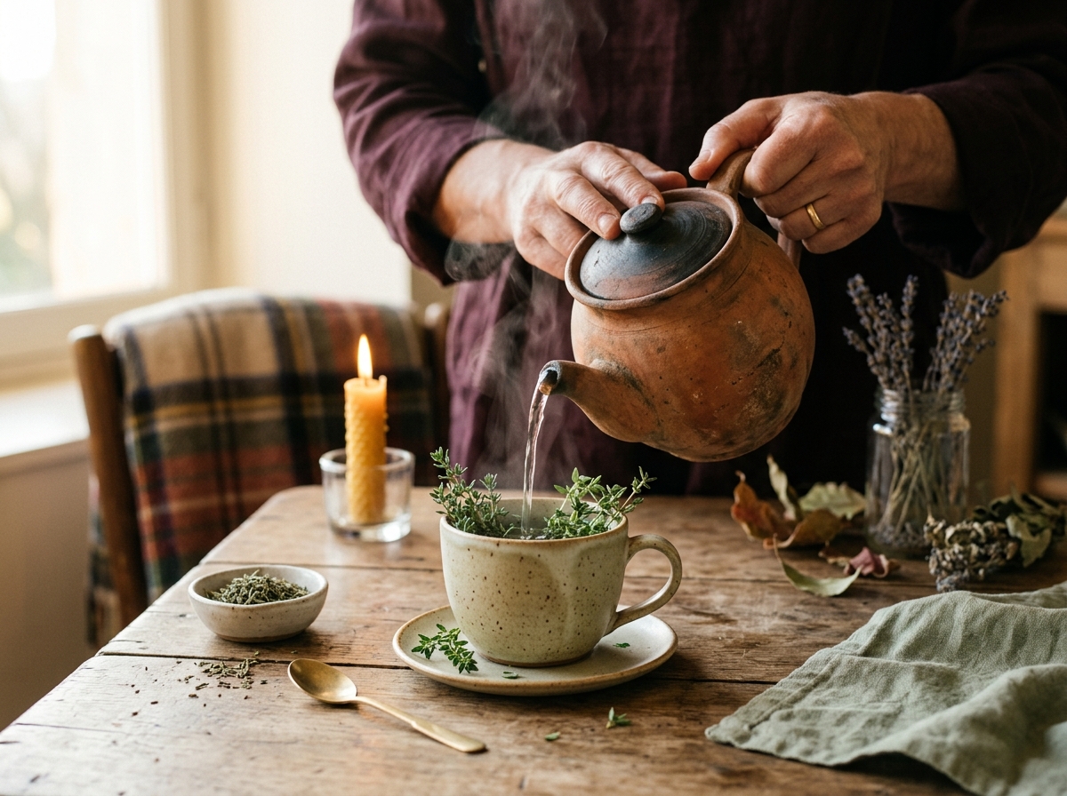 Préparation d'une infusion de plantes